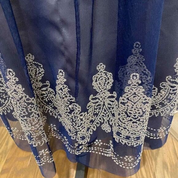 ADRIANNA PAPELL Boutique Halter Blue Dress Embellished Y2K Size 4P - Picture 3 of 7